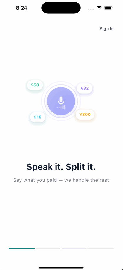 SplitSpeak — voice-powered expense splitting demo